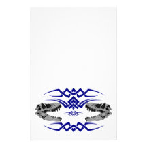 Tribal T-Rex Skulls blue Custom Stationery