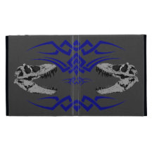Tribal T-Rex Skulls blue iPad Folio Case