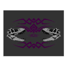 Tribal T-Rex Skulls purple Postcards