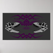 Tribal T-Rex Skulls purple Poster