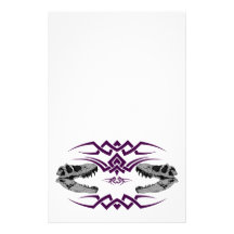 Tribal T-Rex Skulls purple Stationery Design