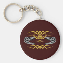 Tribal T-Rex Skulls yellow Key Chains
