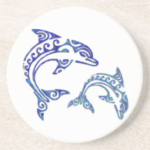 Tribal Tattoo Porpoise Duo Beverage Coaster