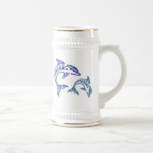 Tribal Tattoo Porpoise Duo Coffee Mugs