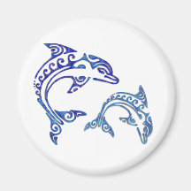 Tribal Tattoo Porpoise Duo Fridge Magnets