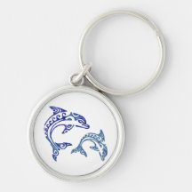 Tribal Tattoo Porpoise Duo Key Chain