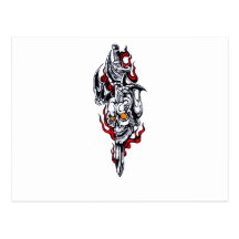 Tribal tattoo with skull post card
