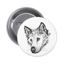 Tribal Wolf Of Peace Pinback Button