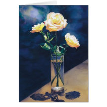 "Tribute" Roses in Vase Still Life Cards