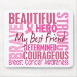 Tribute Square Best Friend Breast Cancer Mousepads