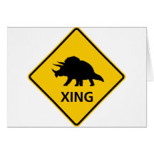 Triceratops Crossing Highway Sign Dinosaur Card