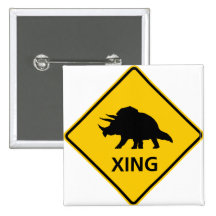 Triceratops Crossing Highway Sign Dinosaur Pin