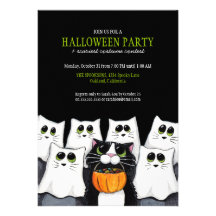 Trick or Treat Cats Halloween Party Invitations