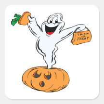 Trick Or Treat Ghost Square Stickers