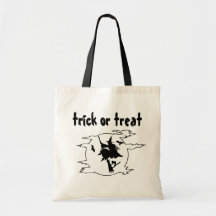 Trick or Treat tote with wicked witch Tote Bags