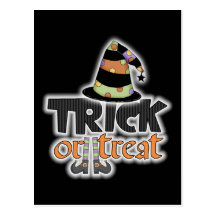 Trick Or Treat Witch Hat Halloween Postcard