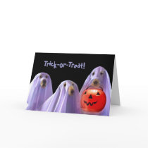Trick-or-Treating Ghost Dogs Halloween Card
