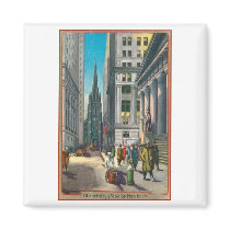 Trinity and Wall, New York City Fridge Magnet