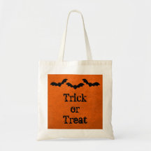 Trio of Bats Halloween Treat Bag, Orange