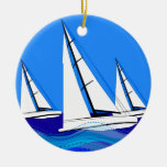 Trio of Sailboats Christmas Ornaments