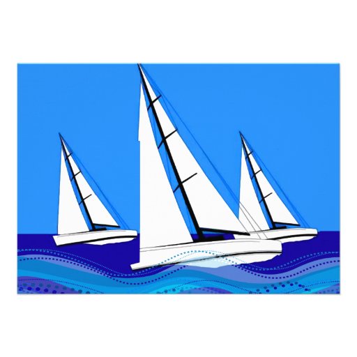 Trio of Sailboats Custom Announcements