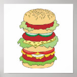 triple decker hamburger posters