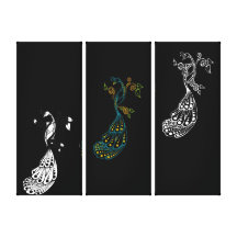 Triple Dotty Peacock Wrapped Canvas Gallery Wrap Canvas