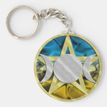 Triple Goddess Pentacle Keychain