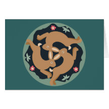 Triple Hare Greeting Card