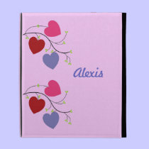 Triple Hearts Personalized Ipad Portfolio caseable cases