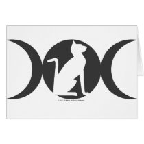 Triple Moon Cat Greeting Card