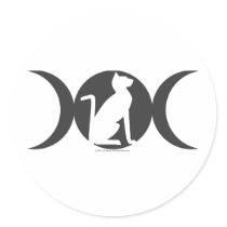 Triple Moon Cat Round Sticker