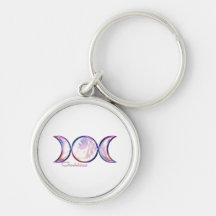 triple moon goddess iridescent pearl key chain