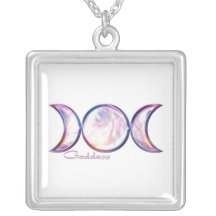 triple moon goddess iridescent pearl personalized necklace