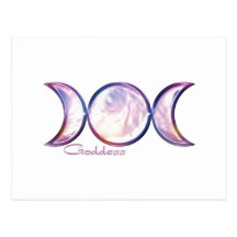 triple moon goddess iridescent pearl post card