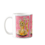 Triple orange cat on pink polka-dot mug