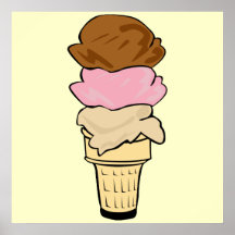 Triple Scoop Cone Print