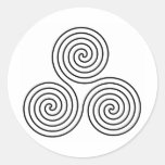 Triple Spiral Symbol Round Sticker