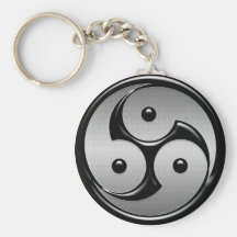 Triple Yin Yang - Metal & Glossy Black Key Chains