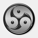 Triple Yin Yang - Metal & Glossy Black Magnet