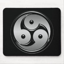 Triple Yin Yang - Metal & Glossy Black Mousepads