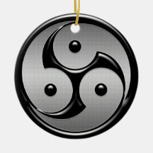 Triple Yin Yang - Metal & Glossy Black Ornament