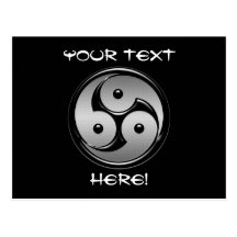 Triple Yin Yang - Metal & Glossy Black Postcard