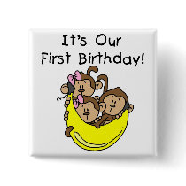 Triplets 1st - Two Girls One Boy Tshirts and Gifts Pinback Buttons