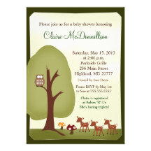 TRIPLETS Baby Deer Woodland Forest Baby Shower Invitations