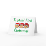 Triplets First Christmas - Santa Hats (no date) Greeting Cards