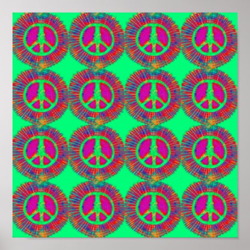Trippy Tie-Dye Psychedelic Peace Sign Poster