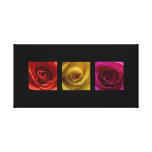 Triptych Roses orange yellow pink Gallery Wrapped Canvas