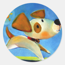 Trish Biddle Childrens Doggy 1 of 3 Round Sticker