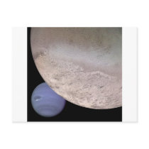 Triton with Neptune in the background NASA Postcard